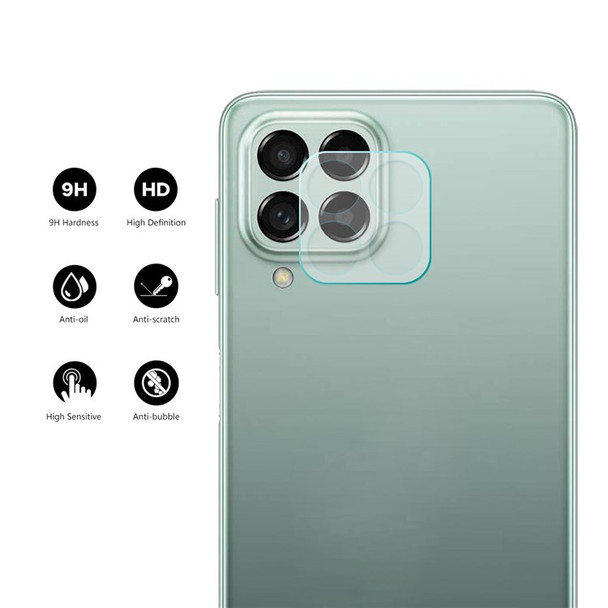ENKAY HAT-PRINCE 2Pcs/Set for Samsung Galaxy M33 5G (Global Version)/M53 5G Camera Lens Protector 0.2mm Ultra Slim Full Glue High Aluminum-silicon Glass Film