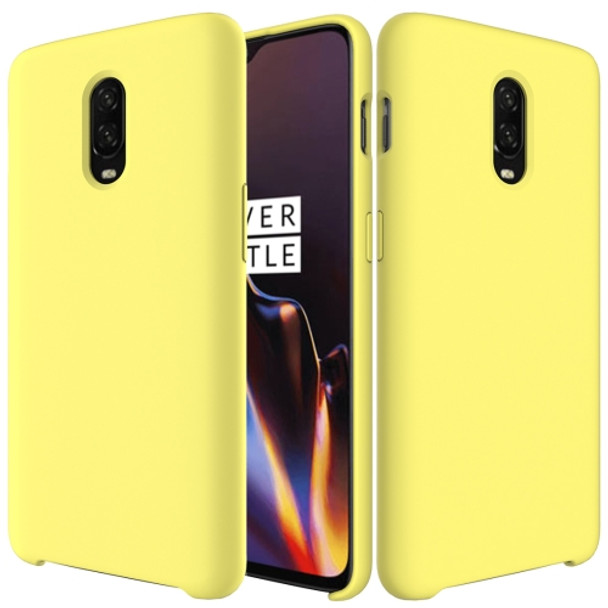 Solid Color Liquid Silicone Dropproof Protective Case for One Plus 6T (Yellow)