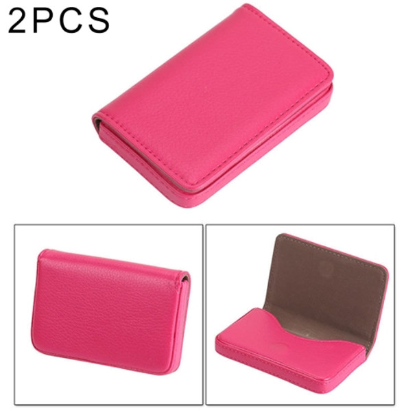 2 PCS Premium PU Leather Business Card Case with Magnetic Closure, Size: 10*6.5*1.7cm(Magenta)