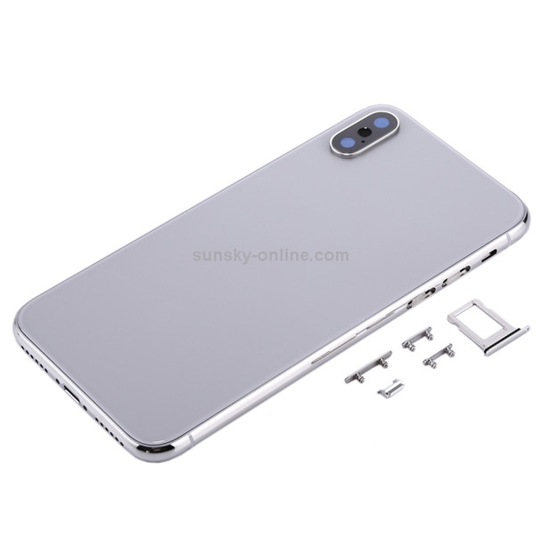 Back Housing Cover with SIM Card Tray & Side keys for iPhone X(Silver)