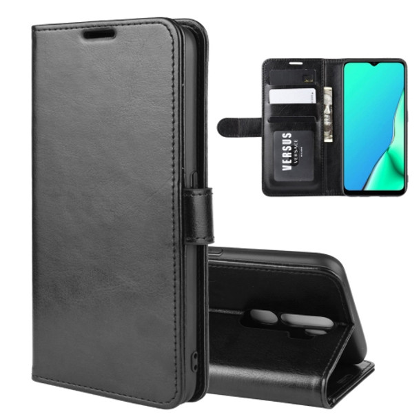 For OPPO A9 (2020)  R64 Texture Single Fold Horizontal Flip Leather Case with Holder & Card Slots & Wallet(Black)