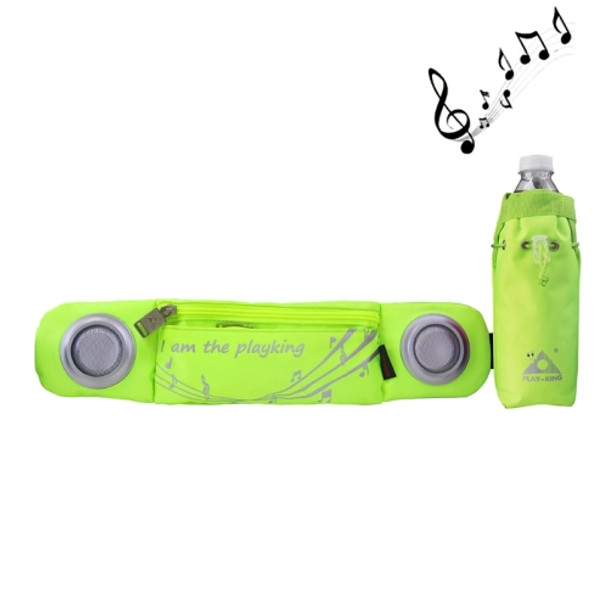 Playking 1357 Multi-functional Unisex Running Outdoor Sports Water Bottle Waist Bag with Speakers(Green)