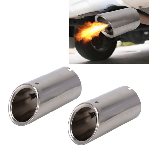 2 PCS Car Styling Stainless Steel Exhaust Tail Muffler Tip Pipe for VW Volkswagen 1.8T/2T Swept Volume, Audi A1/A3/A4L/Q3/Q5(Silver)