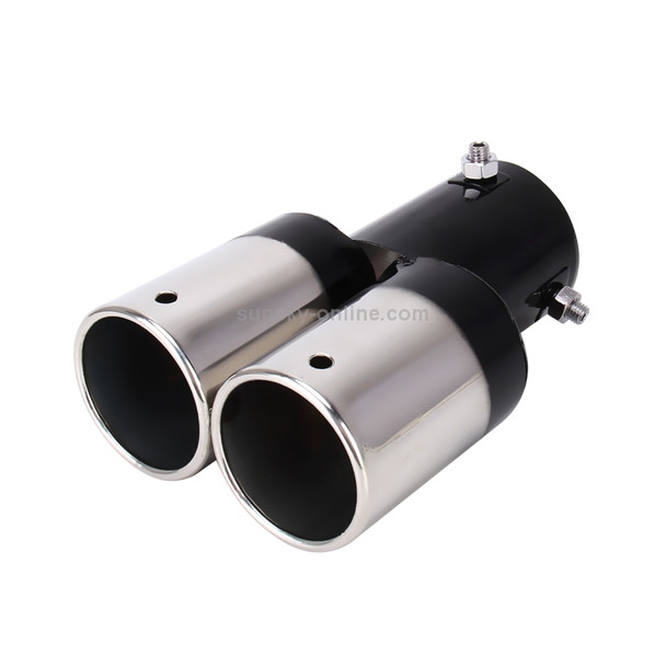 Universal Car Styling Stainless Steel Straight Double Outlets Exhaust Tail Muffler Tip Pipe(Black)