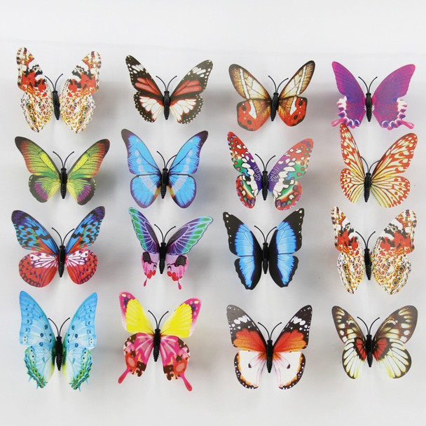 100 PCS Fashion Luminous Butterfly with Magnet Simulation Fridge Magnets Wall Sticker Garden Decoration, Random Color Delivery