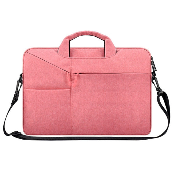 ST02S Waterproof Tear Resistance Hidden Portable Strap One-shoulder Handbag for 14.1 inch Laptops, with Suitcase Belt(Pink)