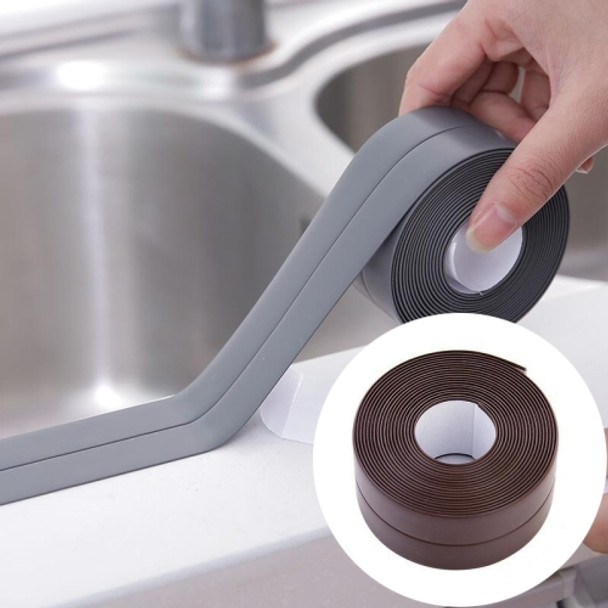 Durable PVC Material Waterproof Mold Proof Adhesive Tape  Kitchen Bathroom Wall Sealing Tape, Width:3.8cm x 3.2m(Brown)