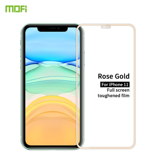 For iPhone 11 MOFI 9H 2.5D Full Screen Tempered Glass Film(Rose gold)