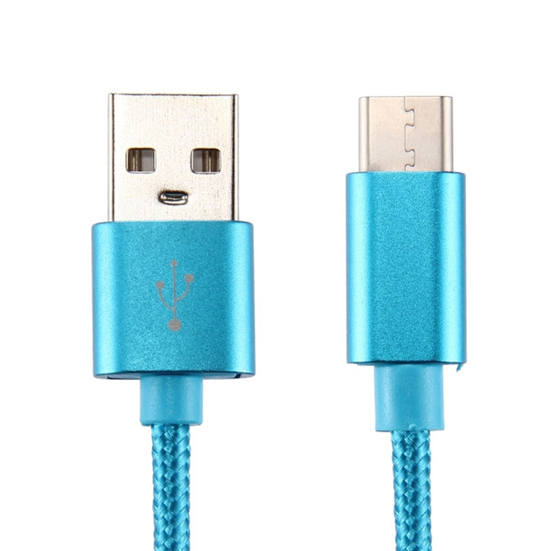 Knit Texture USB to USB-C / Type-C Data Sync Charging Cable, Cable Length: 1m, 3A Total Output, 2A Transfer Data, For Galaxy S8 & S8 + / LG G6 / Huawei P10 & P10 Plus / Oneplus 5 / Xiaomi Mi6 & Max 2 /and other Smartphones(Blue)