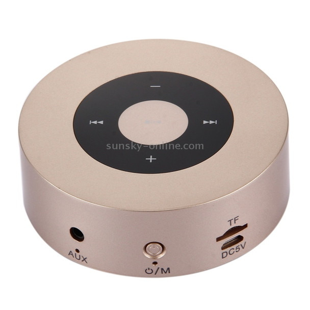 A8 Portable Bluetooth Stereo Speaker, with Built-in MIC, Support Hands-free Calls & TF Card & AUX IN, Bluetooth Distance: 10m(Gold)