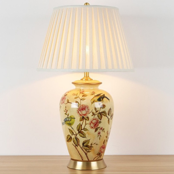 Classic Model Room Hotel Living Room Copper Ceramic LED Table Lamp