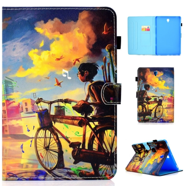 For Galaxy Tab S4 10.5 T830 Colored Drawing Stitching Horizontal Flip Leather Case, with Holder & Card Slots(Bike Boy)