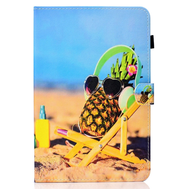 For Galaxy Tab S4 10.5 T830 Colored Drawing Stitching Horizontal Flip Leather Case, with Holder & Card Slots(Pineapple)