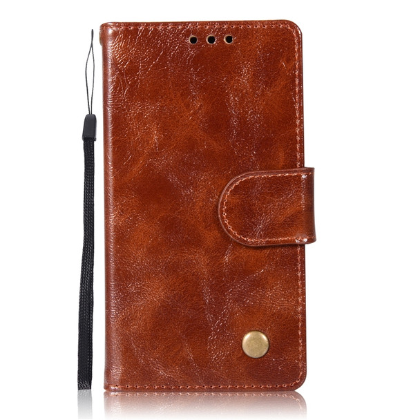 For Lenovo A2010 Retro Copper Button Crazy Horse Horizontal Flip PU Leather Case with Holder & Card Slots & Wallet & Lanyard(Brown)