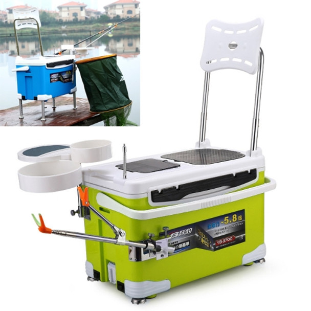 Multifunction Fishing Box Chair with Bait Tray & Umbrella Stand & Fishing Rod Stand Fishing Kit(Green)