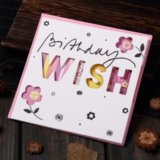 5 PCS Creative Cutout Beautiful Birthday Greeting Card(Wish)