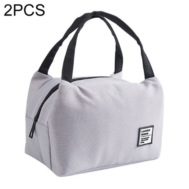 2 PCS Canvas Box Tote Bag Thermal Cooler Food Lunch Bags Waterproof Handle Carrying Lunch Bag(Gray)