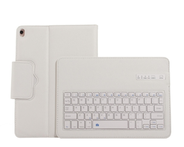 IP09 Bluetooth 3.0 Litchi Texture ABS Detachable Bluetooth Keyboard Leather Case for iPad Air / Pro 10.5 inch (2019), with Holder (White)