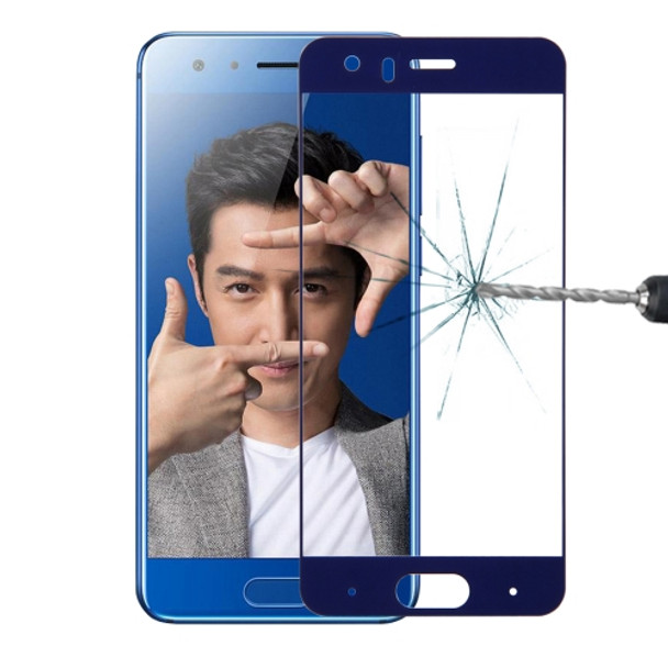 For Huawei  Honor 9 0.26mm 9H Surface Hardness 2.5D Explosion-proof Silk-screen Tempered Glass Full Screen Film(Blue)