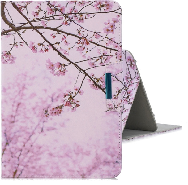 For 8 inch  Tablet PC Universal Colored Drawing Horizontal Flip PU Leather Case with Holder & Card Slot(Cherry Tree)