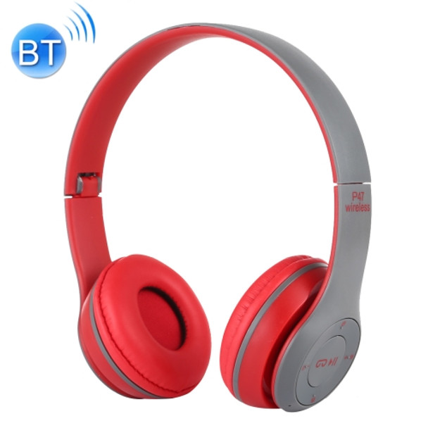 P47 Foldable Wireless Bluetooth Headphone with 3.5mm Audio Jack, Support MP3 / FM / Call (Red)