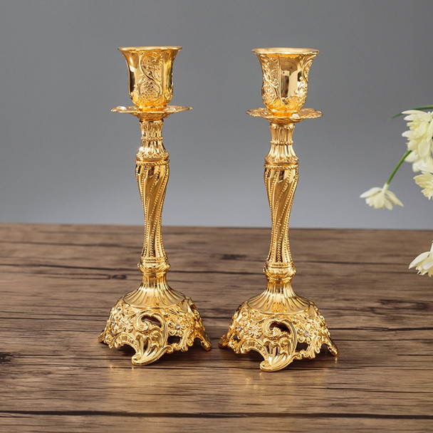 Two PCS/Set Sapphire Single Candle Light Dinner Candle Holder Decoration Wedding Candle Holder, Size:7.6X7.6X18.8cm( Gold)