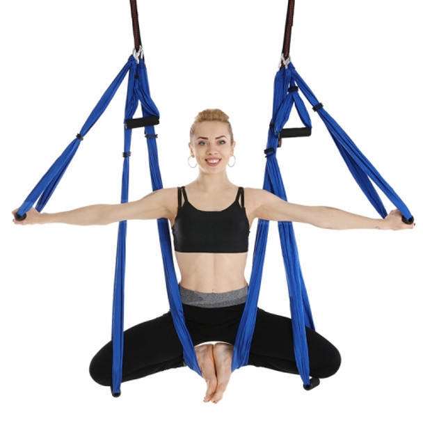 6 Handles Bodybuilding Handstand Inelasticity Aerial Yoga Hammock(Sapphire Blue)