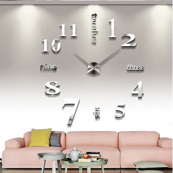 Creative 3D Mirror DIY Wall Sticker Clock, Size: 120*120cm(White)