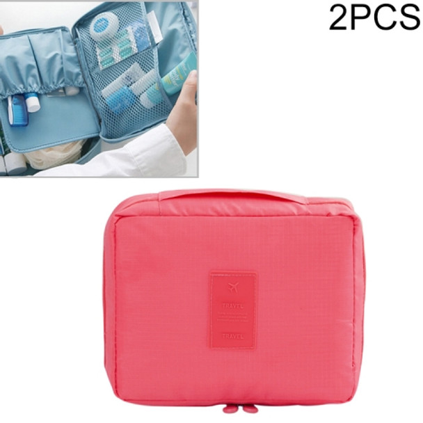 2 PCS Waterproof Make Up Bag Travel Organizer for Toiletries Kit(watermelon red)