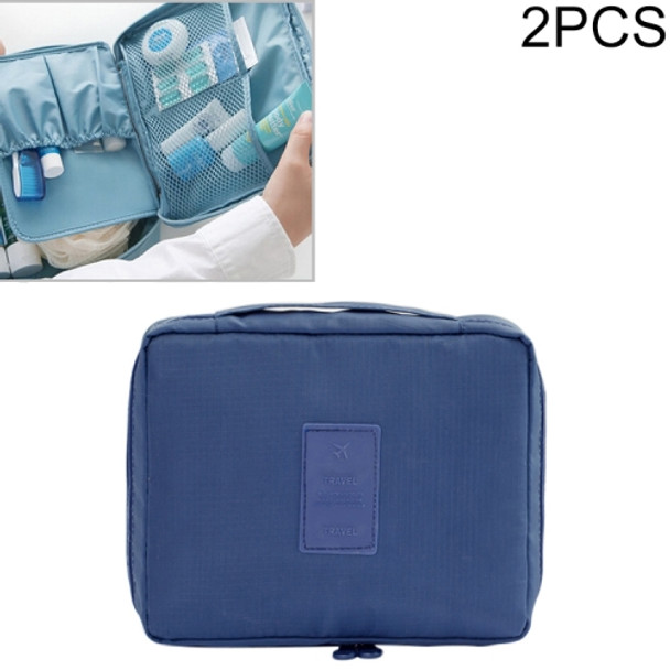 2 PCS Waterproof Make Up Bag Travel Organizer for Toiletries Kit(Navy)