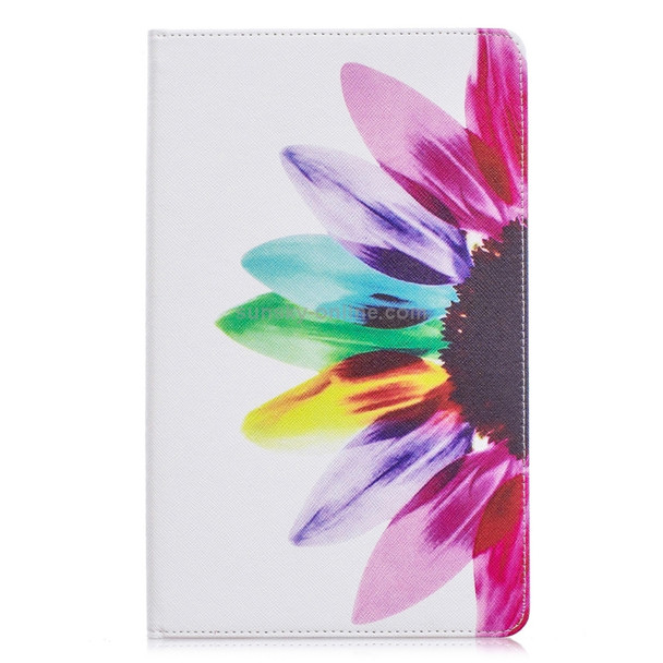 Colored Drawing Sunflower Pattern Horizontal Flip Leather Case for Galaxy Tab A 10.1 (2019) T510 / T515, with Holder & Card Slots & Wallet