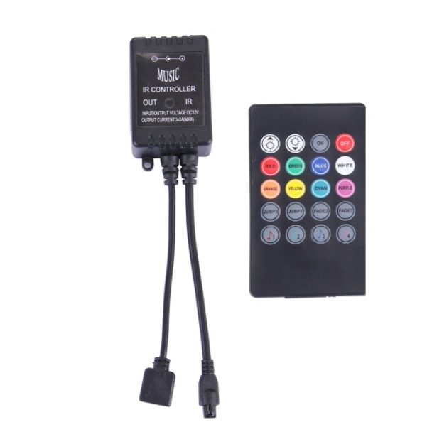 DC 12-24V Mini 20 Keys Music LED Controller IR Remote Control for 3528 5050 LED Light Strip
