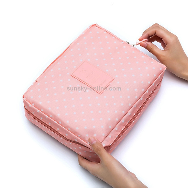 2 PCS Waterproof Make Up Bag Travel Organizer for Toiletries Kit(Pink dot)