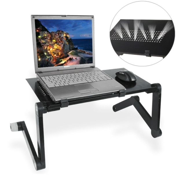 Lengthen Portable 360 Degree Adjustable Foldable Aluminium Alloy Desk Stand for Laptop / Notebook, without CPU Fans & Mouse Pad(Black)