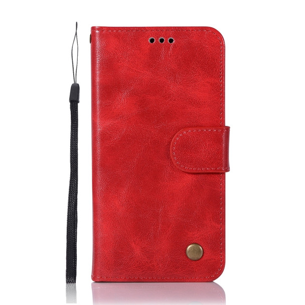 For Lenovo K6 Retro Copper Button Crazy Horse Horizontal Flip PU Leather Case with Holder & Card Slots & Wallet & Lanyard(Red)