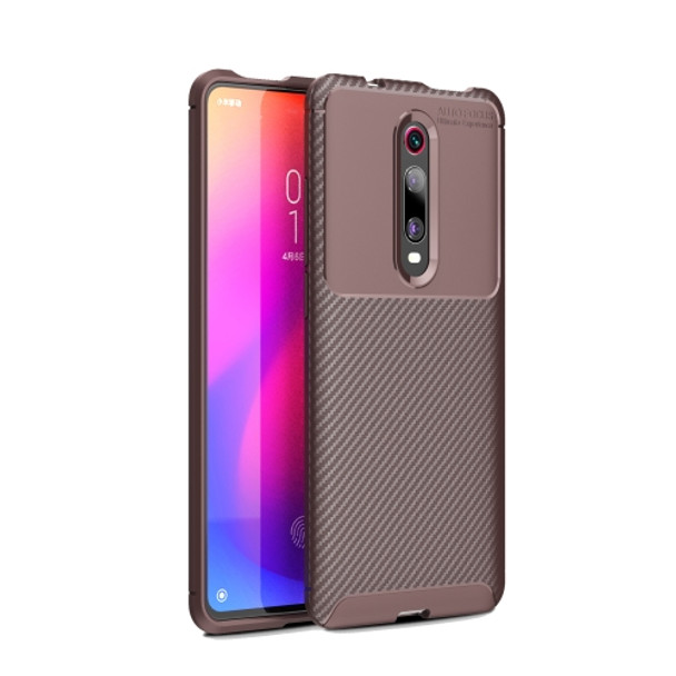 Carbon Fiber Texture Shockproof TPU Case for Xiaomi Redmi K20 / K20 Pro(Brown)