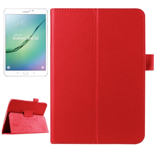 Litchi Texture Horizontal Flip Solid Color Smart Leather Case with Two-folding Holder & Sleep / Wake-up Function for Galaxy Tab S2 8.0 / T715(Red)