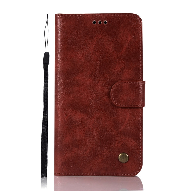 For Lenovo Vibe P2 Retro Copper Button Crazy Horse Horizontal Flip PU Leather Case with Holder & Card Slots & Wallet & Lanyard(Wine Red)