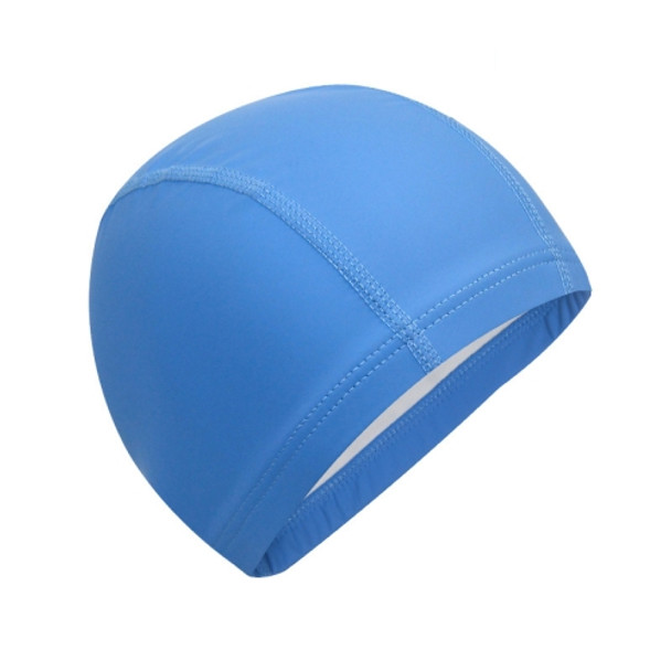 Adult Waterproof PU Coating Stretchy Swimming Cap Keep Long Hair Dry Ear Protection Swim Cap (Blue)