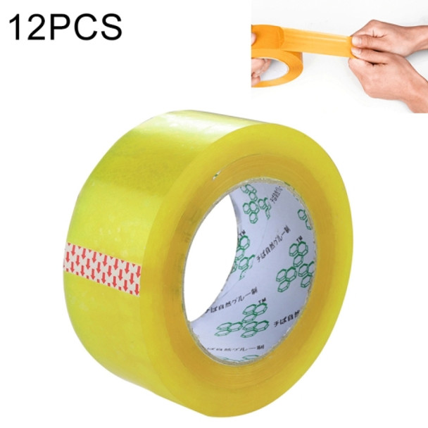 12 PCS 45mm Width 15mm Thickness Package Sealing Packing Tape Roll Sticker(Transparent Yellow)