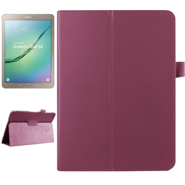 Litchi Texture Horizontal Flip Solid Color Smart Leather Case with Two-folding Holder & Sleep / Wake-up Function for Galaxy Tab S2 9.7 / T815(Purple)