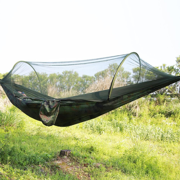 Portable Outdoor Camping Full-automatic Nylon Parachute Hammock with Mosquito Nets, Size : 250 x 120cm (Camouflage)