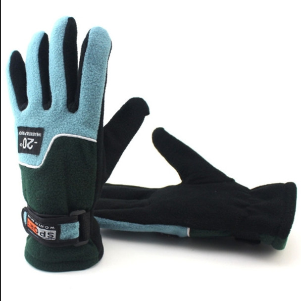 Anti-skid And Anti-wind Outdoor Cycling Fleece Hiking Climbing Running Ski Full Finger Gloves(Lady Sea Blue)