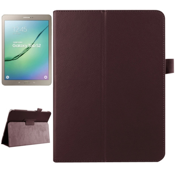 Litchi Texture Horizontal Flip Solid Color Smart Leather Case with Two-folding Holder & Sleep / Wake-up Function for Galaxy Tab S2 9.7 / T815(Brown)