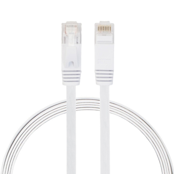 1m CAT6 Ultra-thin Flat Ethernet Network LAN Cable, Patch Lead RJ45 (White)