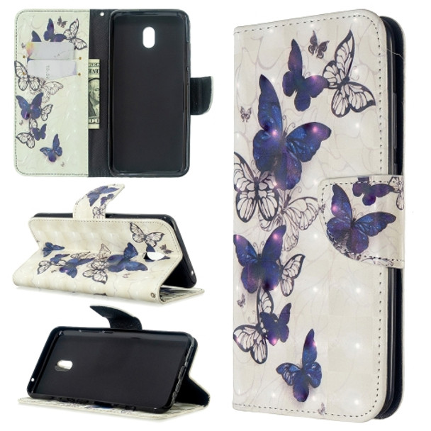 For Xiaomi Redmi 8A 3D Colored Drawing Pattern Horizontal Flip Leather Case, with Holder & Card Slots & Wallet(Butterflies)