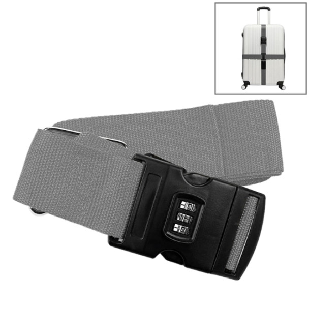 Luggage Strap Cross Belt Adjustable Packing Band Belt Strap with Password Lock for Luggage Travel Suitcase(Grey)