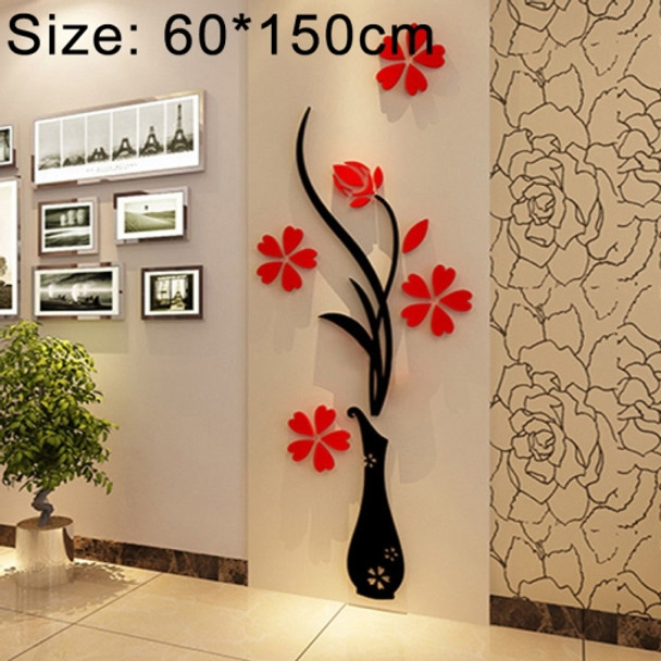 Creative Vase 3D Acrylic Stereo Wall Stickers TV Background Wall Corridor Home Decoration, Size: 60*150cm