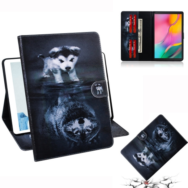 Wolf and Dog Pattern Horizontal Flip Leather Case for Galaxy Tab A 10.1 (2019) T510 / T515, with Holder & Card Slot & Wallet