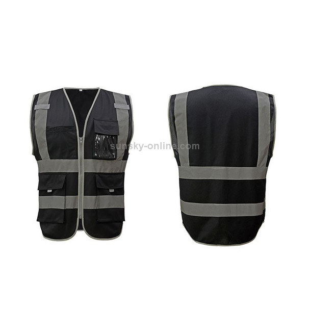 Multi-pockets Safety Vest Reflective Workwear Clothing, Size:L-Chest 118cm(Black)